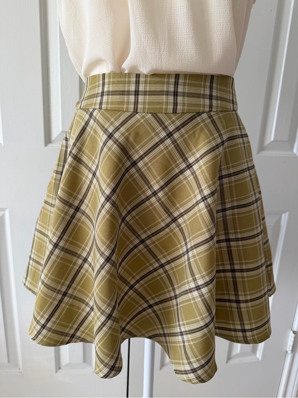 Mustard Plaid Skater Skirt - Picture 2 of 4